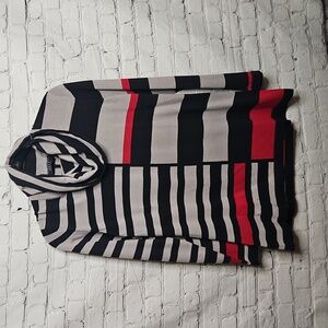 Orly Women's Striped Turtleneck Sweater Black Gray Red XLarge
